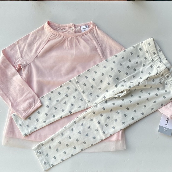 Carter’s Tulle Top and Star Leggings Set Sz 2T - Picture 2 of 8